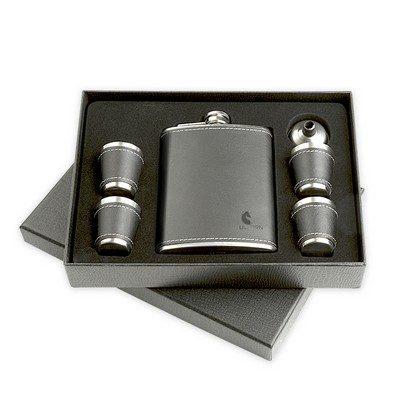 Stainless Steel Hip Leatherette Flask Gift Set